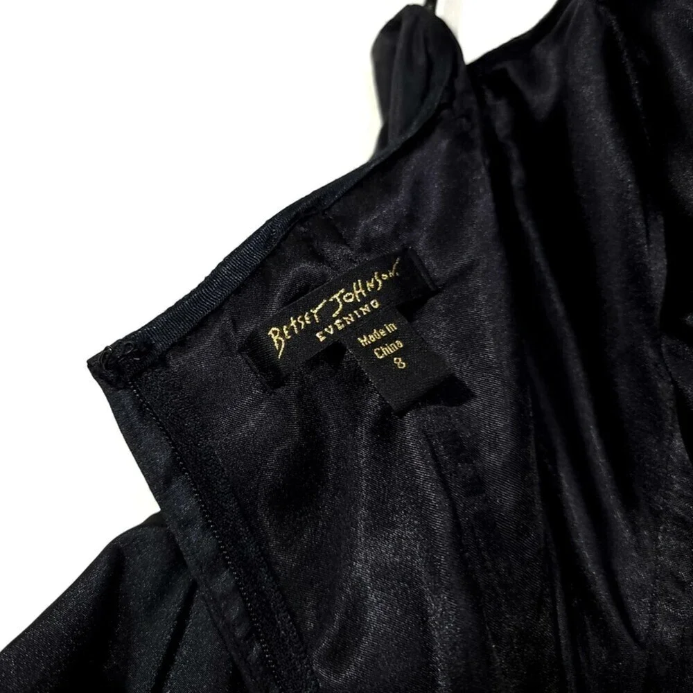 NEW Betsey Johnson Dahlia Whimsigoth Ruffle Tier Mini Dress Sequin Black Satin 8 - Picture 11 of 11